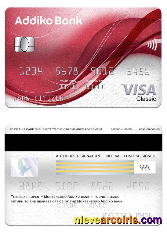 Montenegro Addiko Bank visa classic card